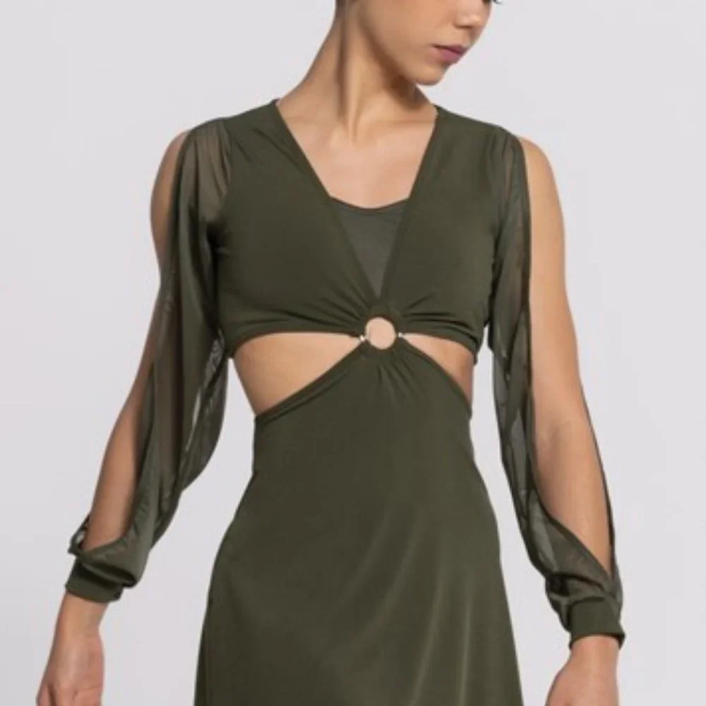 Weissman Green O-Ring Poet Sleeve Dress Dance Costume - Medium Adult - Picture 2 of 14